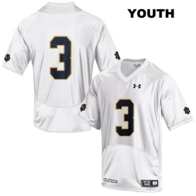 Notre Dame Fighting Irish Youth Avery Davis #3 White Under Armour No Name Authentic Stitched College NCAA Football Jersey FFQ1199GW